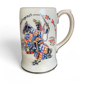 Edward Prince Of Wales 1950's Ceramic Tankard RWL London Gold Trim Crackle Glaze